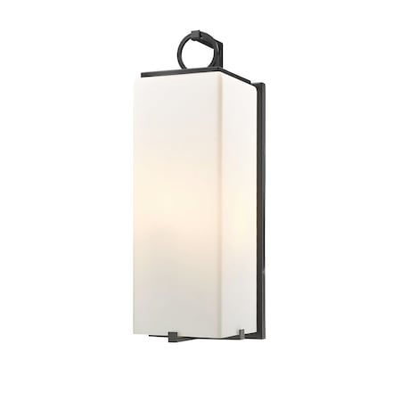 Z-Lite Sana 3 Light Outdoor Wall Sconce, Black & White Opal 593B-BK